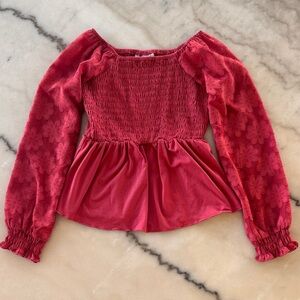Charming Red Smocked Kids Blouse
